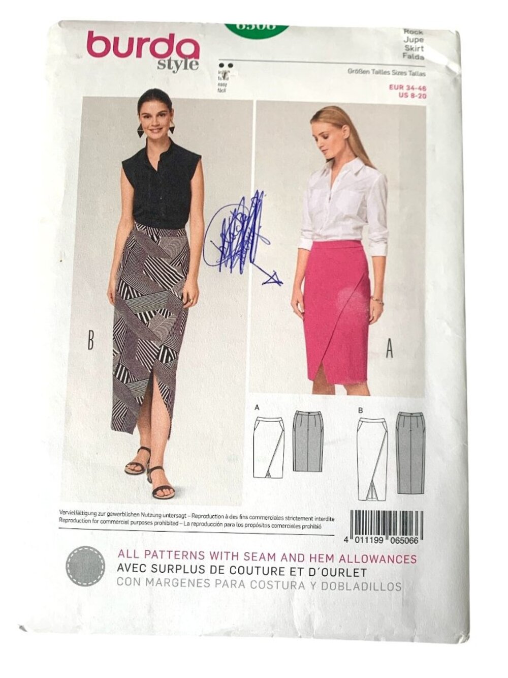 Burda 6506 Pattern Misses Fitted Skirt  Uncut Size 8 10 12 14 16 18